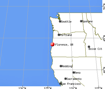 map of Oregon showing location of Florence in Oregon